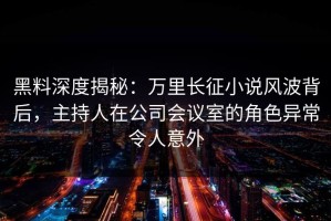 黑料深度揭秘：万里长征小说风波背后，主持人在公司会议室的角色异常令人意外