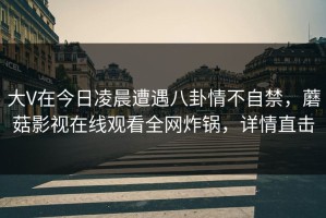 大V在今日凌晨遭遇八卦情不自禁，蘑菇影视在线观看全网炸锅，详情直击