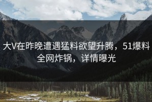 大V在昨晚遭遇猛料欲望升腾，51爆料全网炸锅，详情曝光