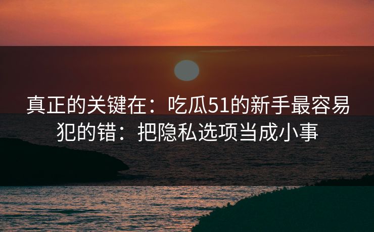 真正的关键在：吃瓜51的新手最容易犯的错：把隐私选项当成小事