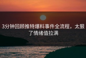 3分钟回顾推特爆料事件全流程，太狠了情绪值拉满