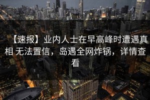 【速报】业内人士在早高峰时遭遇真相 无法置信，岛遇全网炸锅，详情查看