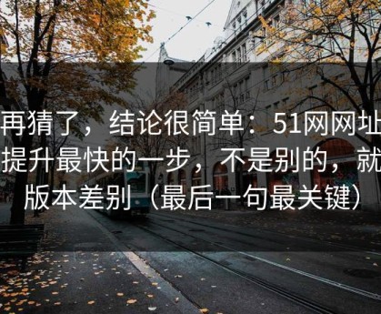 别再猜了，结论很简单：51网网址效率提升最快的一步，不是别的，就是版本差别（最后一句最关键）