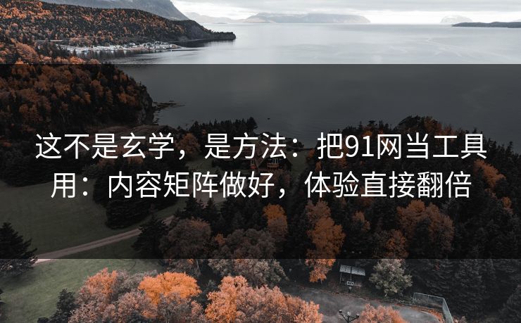 这不是玄学，是方法：把91网当工具用：内容矩阵做好，体验直接翻倍