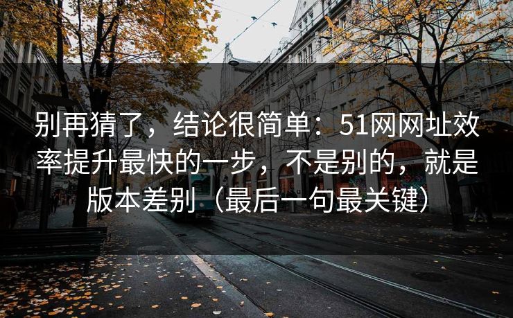 别再猜了，结论很简单：51网网址效率提升最快的一步，不是别的，就是版本差别（最后一句最关键）